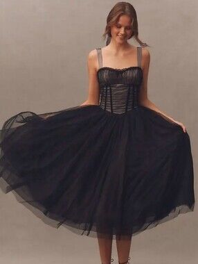 BHLDN Tulle Corset Fit And Flair Dress
